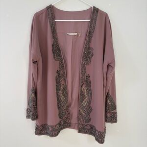 Soft Surroundings Callista Beaded Blazer Jacket Mauve Women Sz Large